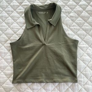 Abercrombie and Fitch Essential Polo Tank in Olive